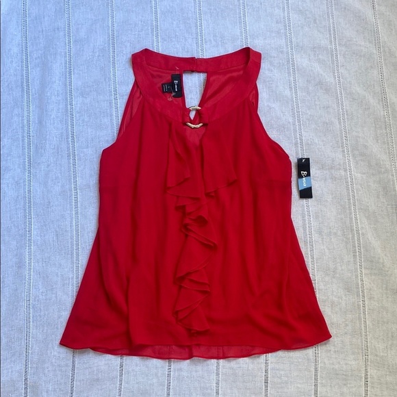 B Wear Y2K “Going Out” Red Ruffle Sleeveless Blouse. - Picture 3 of 13